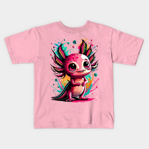 Axolotl Colourful - Cute Axolotl Kids T-Shirt by BigWildKiwi